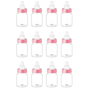 Bouteilles pour bébé en plastique transparent mini set de 12 pièces rose cadeau d’anniversaire accessoire de fête usage sécuritaire qualité premium Bouteilles pour bébé en plastique transparent mini set de 12 pièces rose cadeau d’anniversaire accessoire de fête usage sécuritaire qualité premium