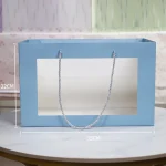 Coffret cadeau prénatal panier à gâteau de lune boîte d&rsquo;arrangement fleurs fraîches boîte d’emballage sac à main bleu rose blanc