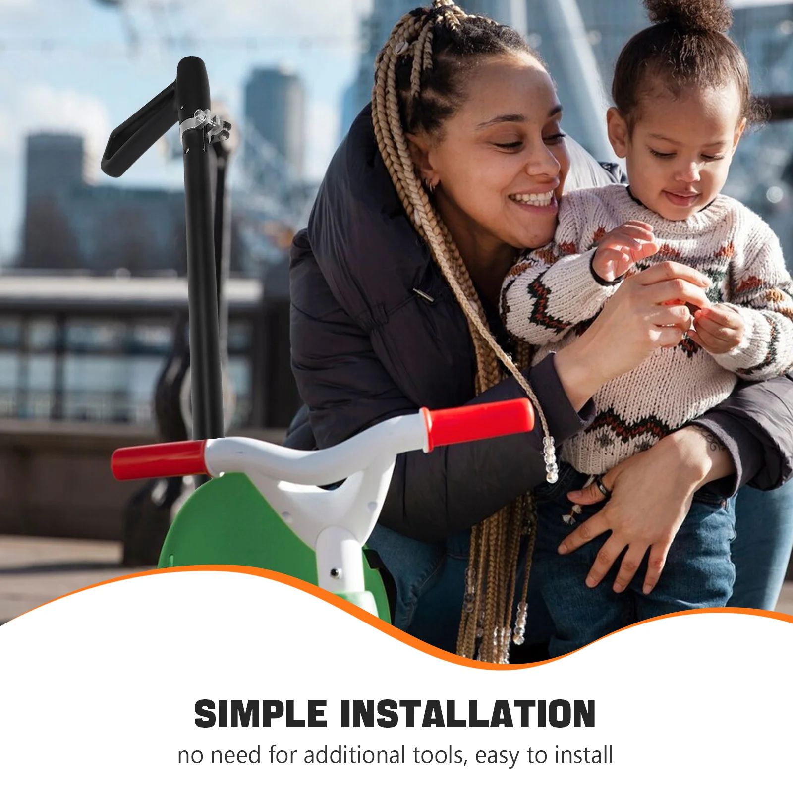Poignée de poussoir bébé scooter Yo Yo Push Rod accessoire pliable en acier inoxydable pour enfant en bas âge compatible poussette