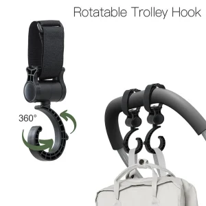 Crochet rotatif pour poussette accessoire de rangement extérieur sac à langer pratique et durable bébé maman voyage