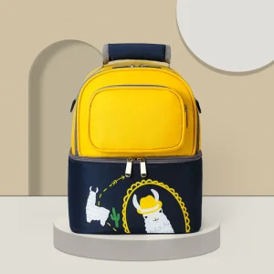Sac à dos thermique isotherme multifonction pour bébé poussette sac à langer étanche bouteille de lait maman style ludique jaune navy Sac à dos thermique isotherme multifonction pour bébé poussette sac à langer étanche bouteille de lait maman style ludique jaune navy
