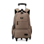 Sac d&rsquo;école à roulettes pour enfants Ziruan sac à dos multifonctionnel sac de voyage polyester taupe compartiments multiples bretelles ajustables design moderne pratique et durable