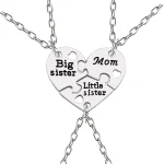 Collier mèrefille bijou cœur puzzle pendentif en métal argenté cadeau fête des mères filles tendance moderne