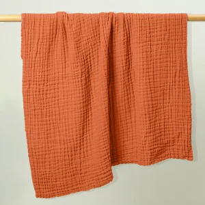 Couverture bébé douce 6 couches gaze coton tissu gaufré 80x90cm serviette bain absorbante bébé nouveauné style moderne couleur caramel rouge Couverture bébé douce 6 couches gaze coton tissu gaufré 80x90cm serviette bain absorbante bébé nouveauné style moderne couleur caramel rouge
