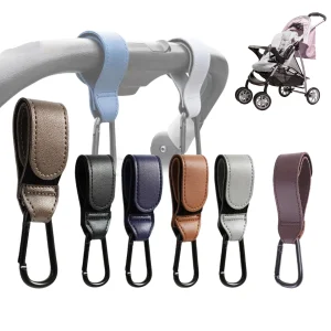 Ensemble crochets poussette universels ajustables cuir synthétique 7 couleurs