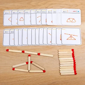 Jeu éducatif Montessori Matches Puzzle en bois pour enfants développement logique motricité fine maths géométrie jeu éducatif idée cadeau éveil bébé