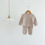 Ensemble tricot bébé garçon hiver automne cardigan longues manches pantalon 13 ans doux confortable respirant