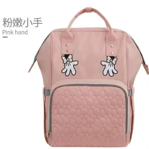 Sac à dos Disney Original pour bébé rose clair motifs mains compartiments zippés polyester haute qualité sac à langer multifonctionnel Sac à dos Disney Original pour bébé rose clair motifs mains compartiments zippés polyester haute qualité sac à langer multifonctionnel