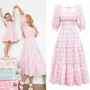 Tenues de famille assorties maman fille robes vêtements femmes filles coton printemps automne qualité douce confort style mode