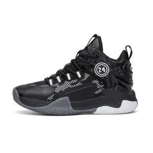 Chaussures de basketball enfants baskets sport plein air antiglisse respirantes logo 24 garçon 713 ans noires