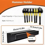 Support murale marteaux组织ateur outils main rangement workshop garage design moderne matériaux métal noir 6 à 10 marteaux facile montage entretien idéal bricolage artisan
