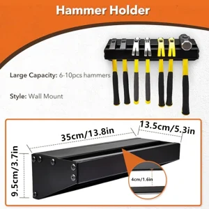 Support murale marteaux组织ateur outils main rangement workshop garage design moderne matériaux métal noir 6 à 10 marteaux facile montage entretien idéal bricolage artisan