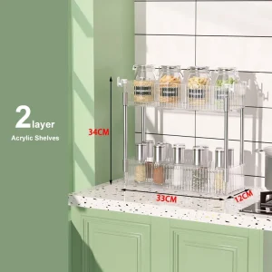 Support de rangement Mobile, organisateur de chariot avec roues, armoire de rangement en acrylique à fente étroite, salle de bain, organisateur multicouche pour la maison – 2-layer storage rack Support de rangement Mobile, organisateur de chariot avec roues, armoire de rangement en acrylique à fente étroite, salle de bain, organisateur multicouche pour la maison – 2-layer storage rack