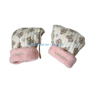 Gants bébé mignon hiver ours peluche blanche rose doux confortable protection mains froid style cartoon
