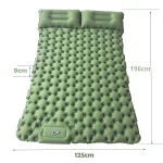 Matelas gonflable camping air mat double coussin tapis d&rsquo;air imperméable pliant randonnée vert armée