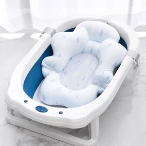 Coussin de bain pour bébé siège flottant confortable rembourrage en polyester design moderne motifs gouttes d’eau blanc et bleu clair Coussin de bain pour bébé siège flottant confortable rembourrage en polyester design moderne motifs gouttes d’eau blanc et bleu clair