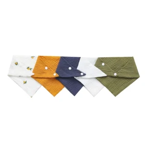 Bandanas bébé en coton doux 5 pièces accessoire mode et protection motifs fleuris uni boutons pressions usage multiple Bandanas bébé en coton doux 5 pièces accessoire mode et protection motifs fleuris uni boutons pressions usage multiple