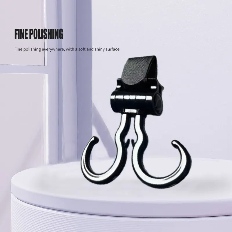 Crochet double rotatif 360° pour poussette bébé suspension universelle organisation pratique design épuré matériau durable