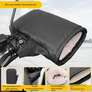 Gants thermiques en cuir pour poignée moto équipement hiver imperméables couverture poignée confort bébé Gants thermiques en cuir pour poignée moto équipement hiver imperméables couverture poignée confort bébé