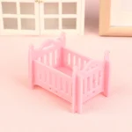 Bassinet miniature pour poupées décoration maison accessoire dollhouse jouet d&rsquo;imitation bébé style classique couleur rose poudré durable qualité supérieure