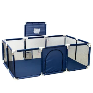 Aire de jeux bébé IMBABY clôture métal renforcée portes football et cerceaux basket sécurisé pour bébé et enfant bleu sans porte foot Aire de jeux bébé IMBABY clôture métal renforcée portes football et cerceaux basket sécurisé pour bébé et enfant bleu sans porte foot