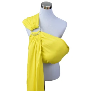 Sangle anneau bébé 100% coton tissu respirant ergonomique nouveauné sécurité confort portage bébé pratique jaune