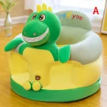 Fauteuil pour enfant en peluche en forme de dinosaure mignon support d&rsquo;apprentissage pour bébé coussin de siège doux et sécuritaire design ludique pour chambre d&rsquo;enfant