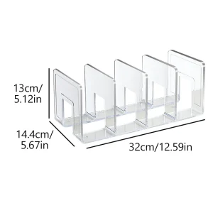 Porterevues transparent en acrylique 32cm x 14.4cm compartiments multiples organisation bureau design minimaliste rangement stable et durable Porterevues transparent en acrylique 32cm x 14.4cm compartiments multiples organisation bureau design minimaliste rangement stable et durable
