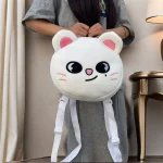 Sac à dos pour enfants en peluche design chat mignon école ou sortie idéal cadeau matériau doux confortable et sécuritaire