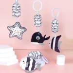 Mobile bébé en peluche noir et blanc jouets d&rsquo;éveil suspendus stimulation visuelle poussette lit 06 mois