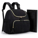 Sac à dos bébé maternité sac à langer grande capacité poche isolée coussin proxy sac de voyage style moderne en tissu noir doré
