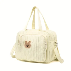 Sac à langer en tissu synthétique fourretout bandoulière amovible design moderne motif lapin portable 多fonctionnel pour maman style épuré confortable praticité maternité
