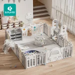 Aire de jeu modulable pour bébés clôture de sécurité design moderne couleurs pastel accessoires inclus facile à assembler durable pour chambre ou salon