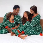 Noël famille correspondant pyjamas ensemble 2025 maman papa enfants wapiti imprimer 2 pièces vêtements bébé barboteuse famille Look doux vêtements de nuit cadeau de noël – 6