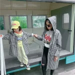 Veste à carreaux à capuche pour bébé fille en coton doux longue printemps automne 012 ans style épuré idée cadeau maman fille