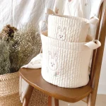 Sacs à couches en tissu coton bio rangement maternité organisateurs bébé broderie lapin doux et durable