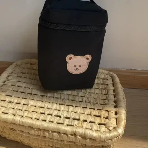Sac à cosmétiques portable pour poussette sac isotherme compact design ours mignon polyester fermeture éclair sac de rangement bébé