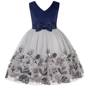 Robe de soirée princesse floral pour filles Élégante scintillante Fête d’anniversaire mariage Navy Blue Robe de soirée princesse floral pour filles Élégante scintillante Fête d’anniversaire mariage Navy Blue
