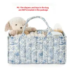 Organisateur de rangement pour bébé panier floral à poignées rangement doux et sécuritaire pour couches accessoires et objets de soins bébé