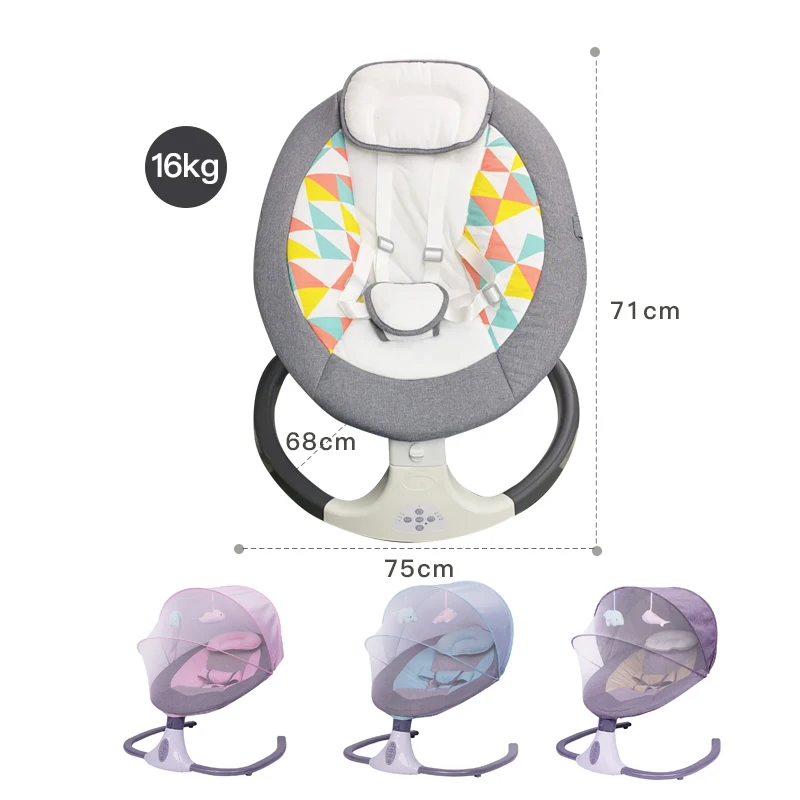 Chaise berçante électrique bébé fauteuil rocking bébé lit inclinable musique relaxante tissu doux design moderne 03 ans