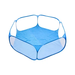 Enclos pour animaux cage portable pour chiots chatons lapins couleurs bleu design moderne tissu mesh sécurisé facile à transporter