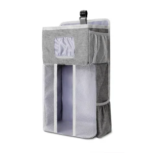 Organisateur suspendu pour couches bébé rangement mur poches mesh salle de bain chambre bébé design moderne gris