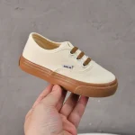Chaussures enfants RAIH mode décontractée basket toile beige caoutchouc antiglissante lacets marron logo enfant ado urban style 2024