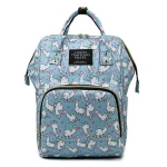 Sac à langer multifonction poussette grande capacité style sac momie bleu lama motifs cœur