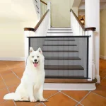 Barrière de sécurité pliable en maille pour chiens et bébés protection escaliers et portes design moderne