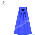 Robe élégante pour filles sans manches bleu vibrant avec ruban noir robe longue de communion personnalisable