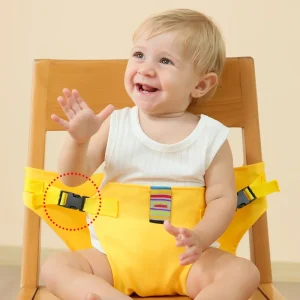 Harnais de sécurité pour bébé ceinture de repas ajustable portable en tissu jaune vif conçu pour la sécurité et le confort