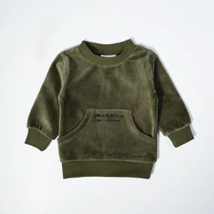Ensemble familial en velours côtelé à manches longues pour filles et garçons, chemise décontractée pour bébé, leggings côtelés, grande poche, bleu et olive, automne – Olive shirt