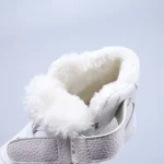 Chaussures décontractées en caoutchouc pour enfant garçon fille baskets souples plates hautes imperméables blancs noirs rouges  white cotton padded