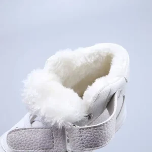 Chaussures décontractées en caoutchouc pour enfant garçon fille baskets souples plates hautes imperméables blancs noirs rouges  white cotton padded